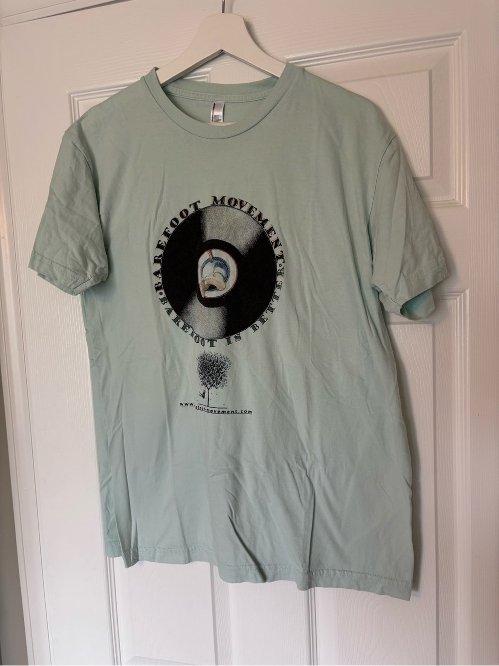 American Apparel Light Mint Short Sleeve Tee with Black Circular Graphic